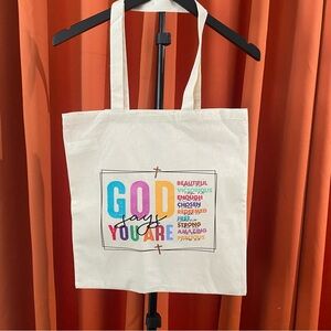 Natural Canvas Tote Bag with Colorful Print